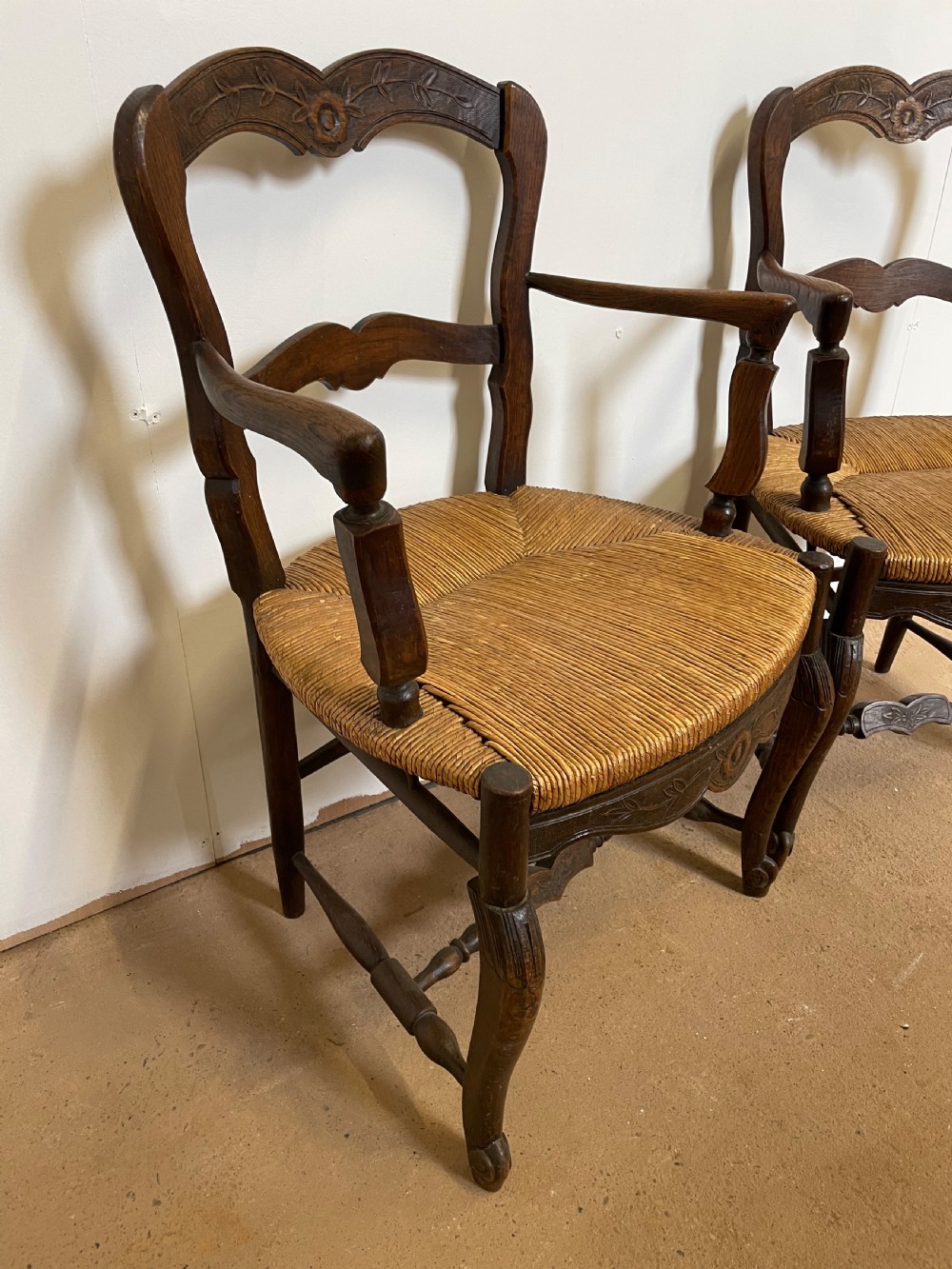 Pair of country oak carver chairs  View III
