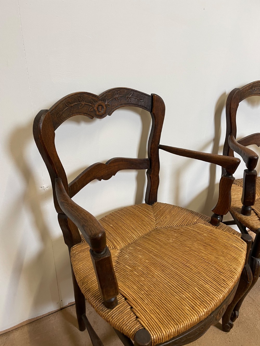 Pair of country oak carver chairs  View IV