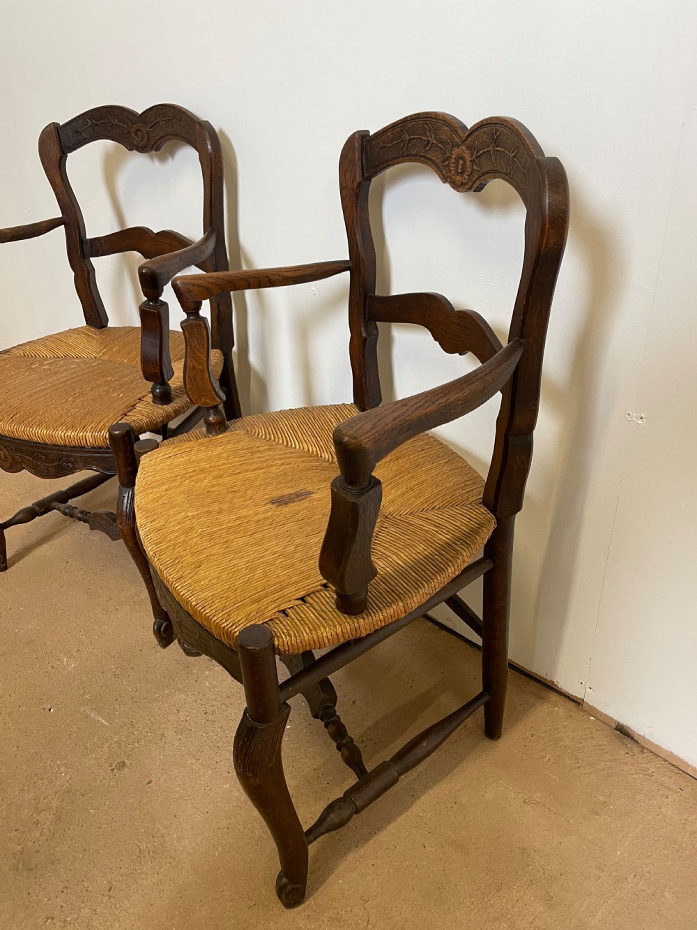 Pair of country oak carver chairs  View V