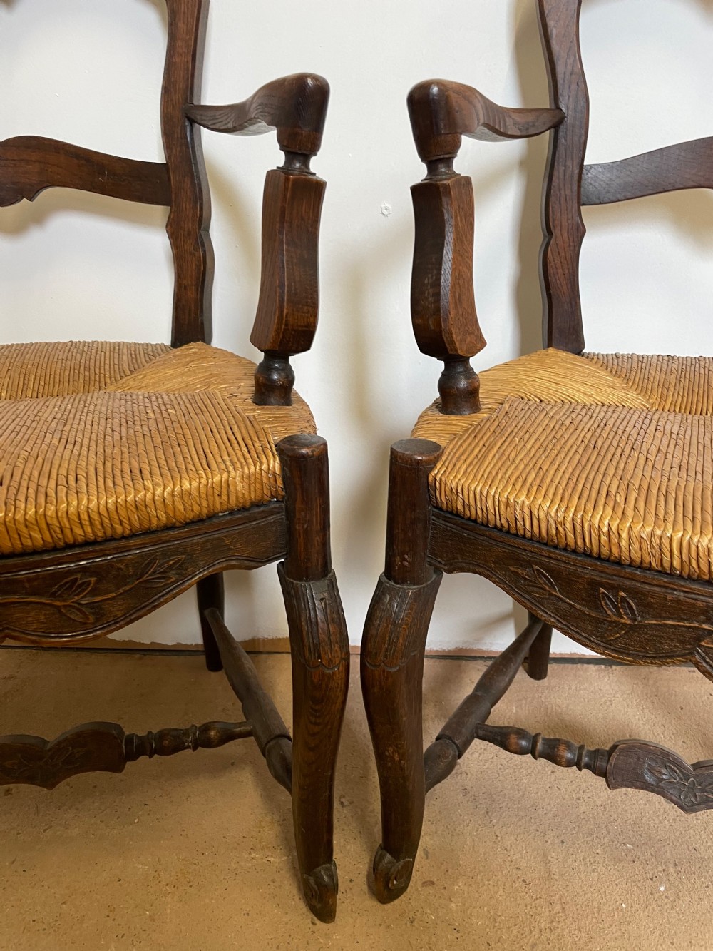 Pair of country oak carver chairs  View VI