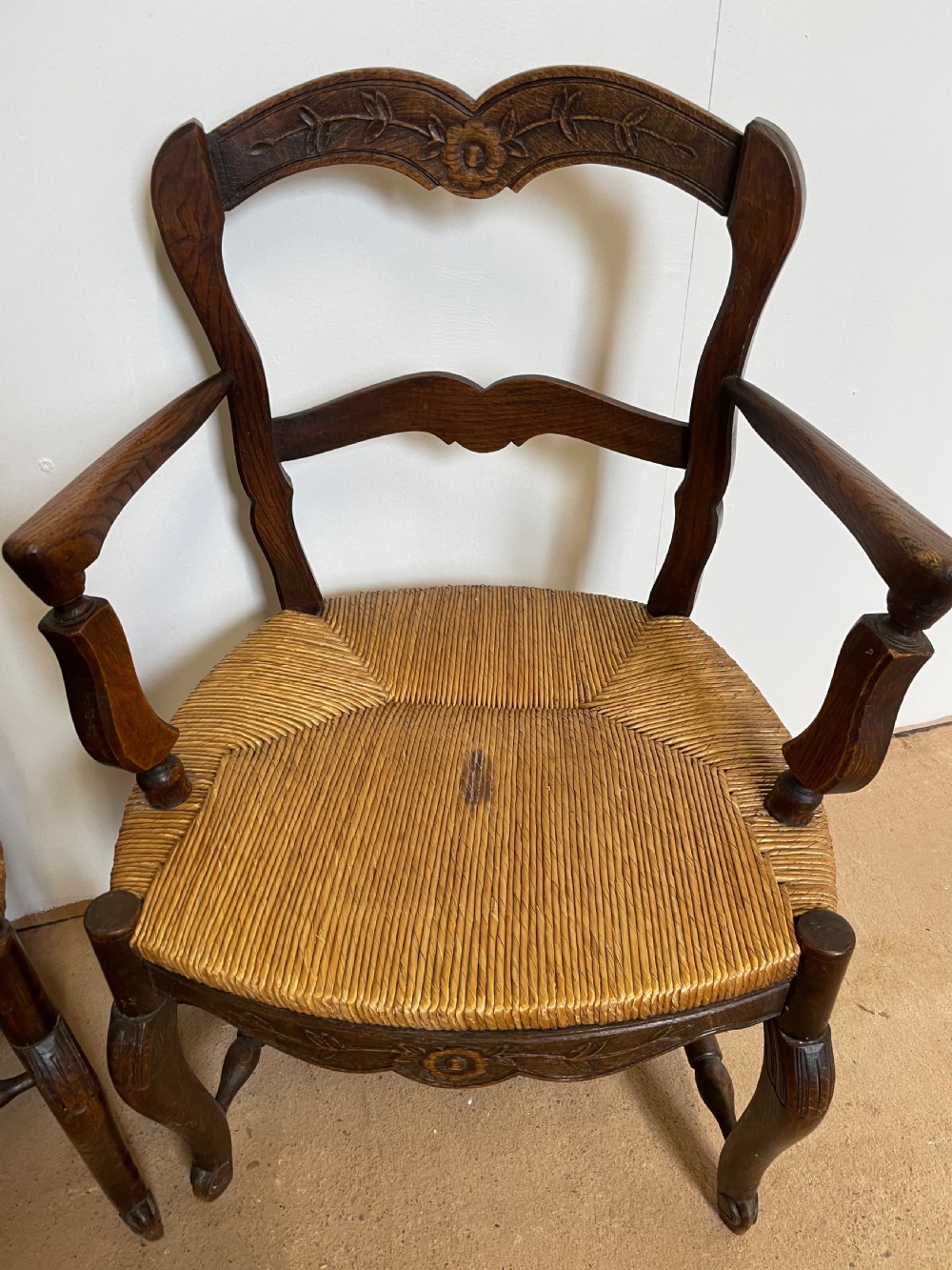 Pair of country oak carver chairs  View VII