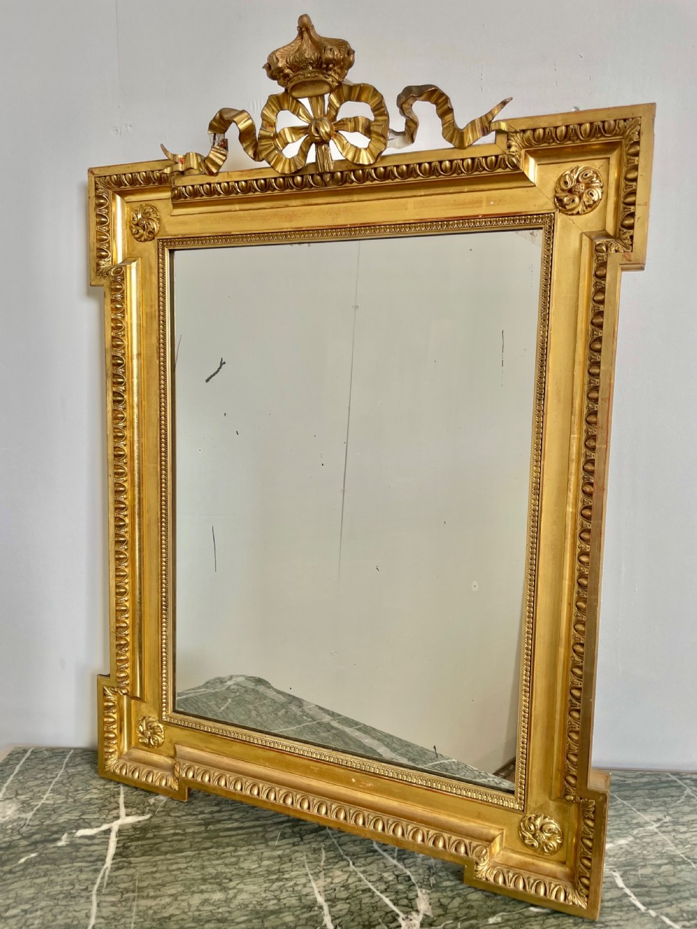 Antique gilt over mantle mirror 