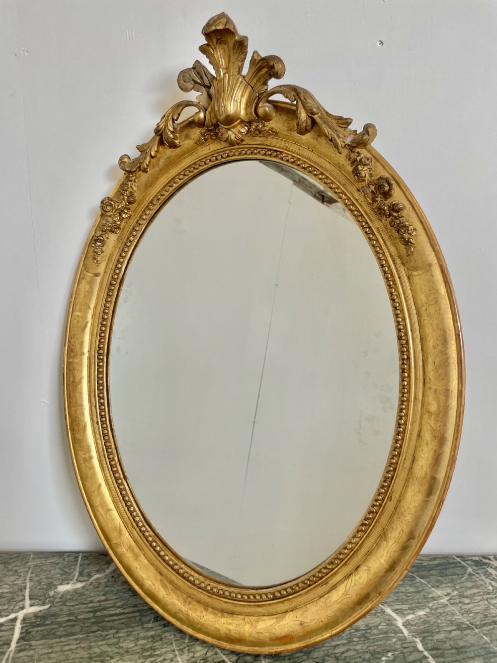 Napoleon III oval gilt mirror 