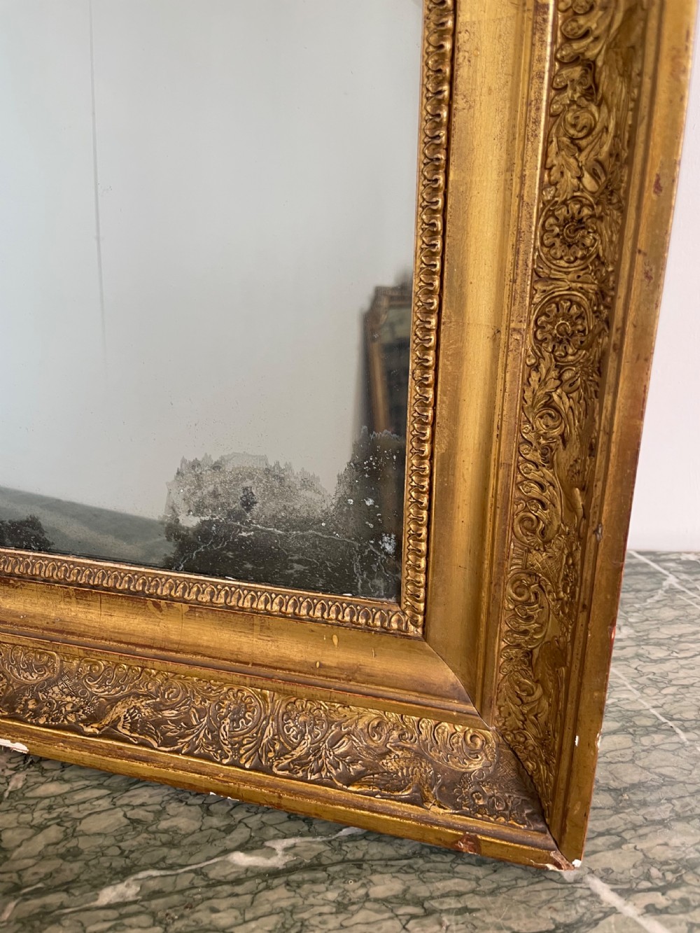 Antique gilt wood over mantle  View II