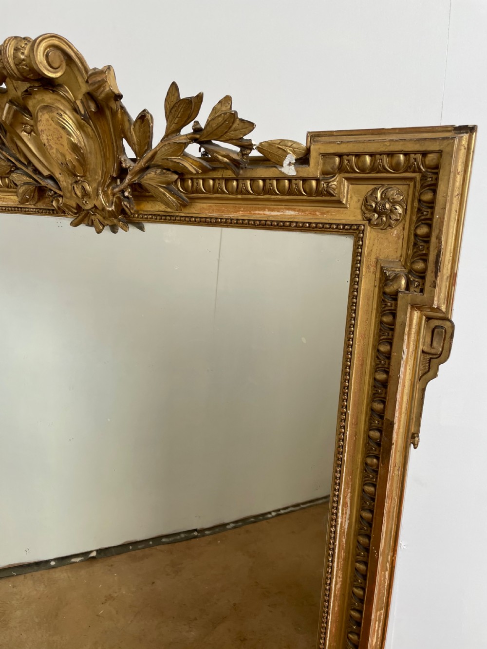 Large 19th century antique gilt over mantle  View II