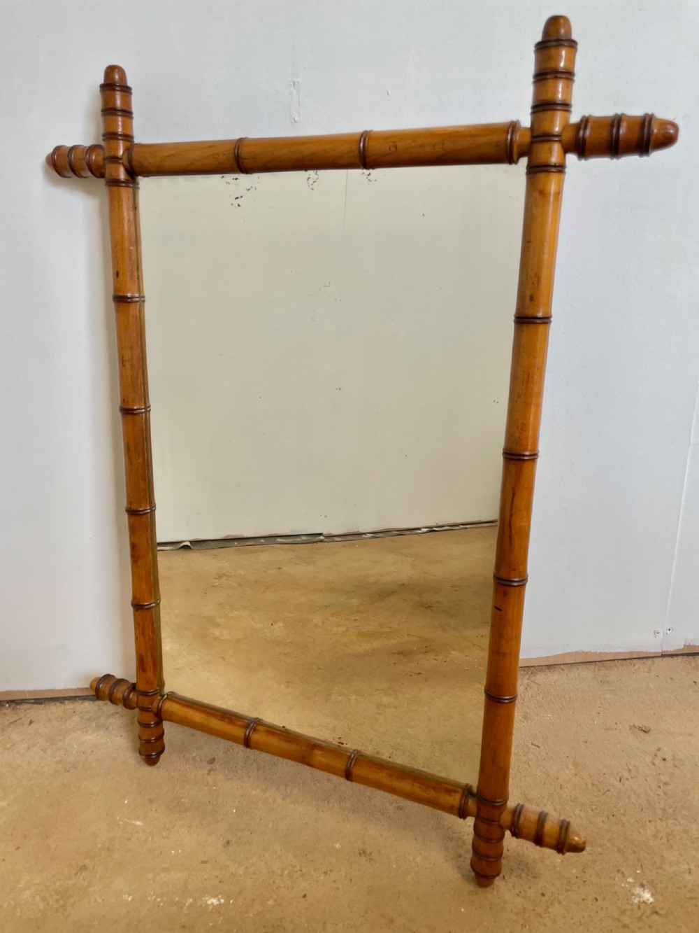 Faux Bamboo cherry wood mirror 