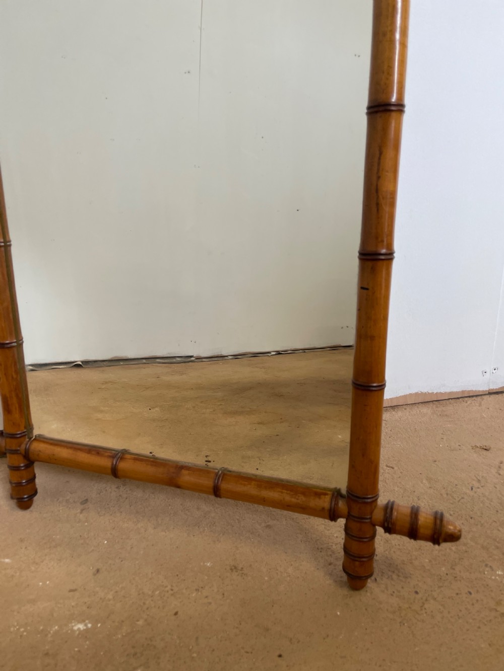 Faux Bamboo cherry wood mirror  View II