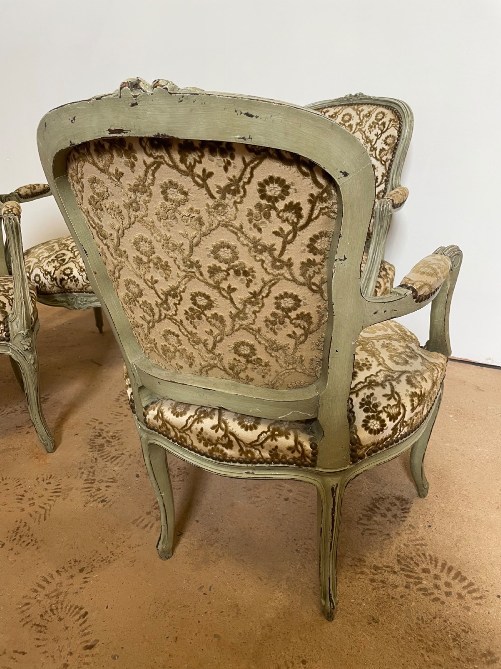 Set 4 painted Louis XVI style fauteuils / armchairs  View IV