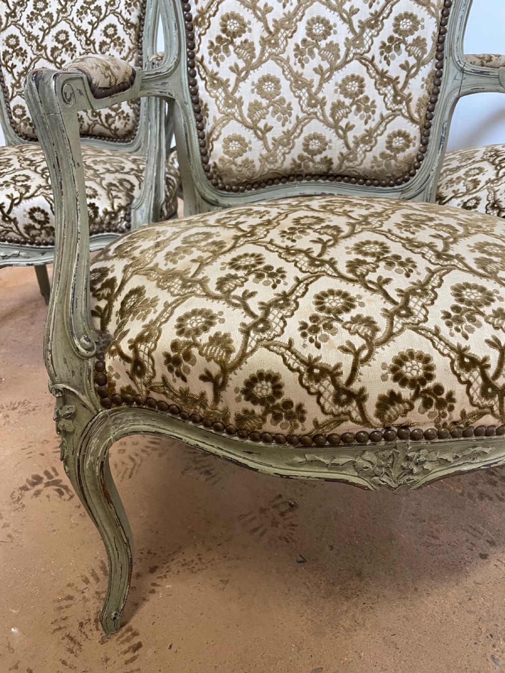 Set 4 painted Louis XVI style fauteuils / armchairs  View VII