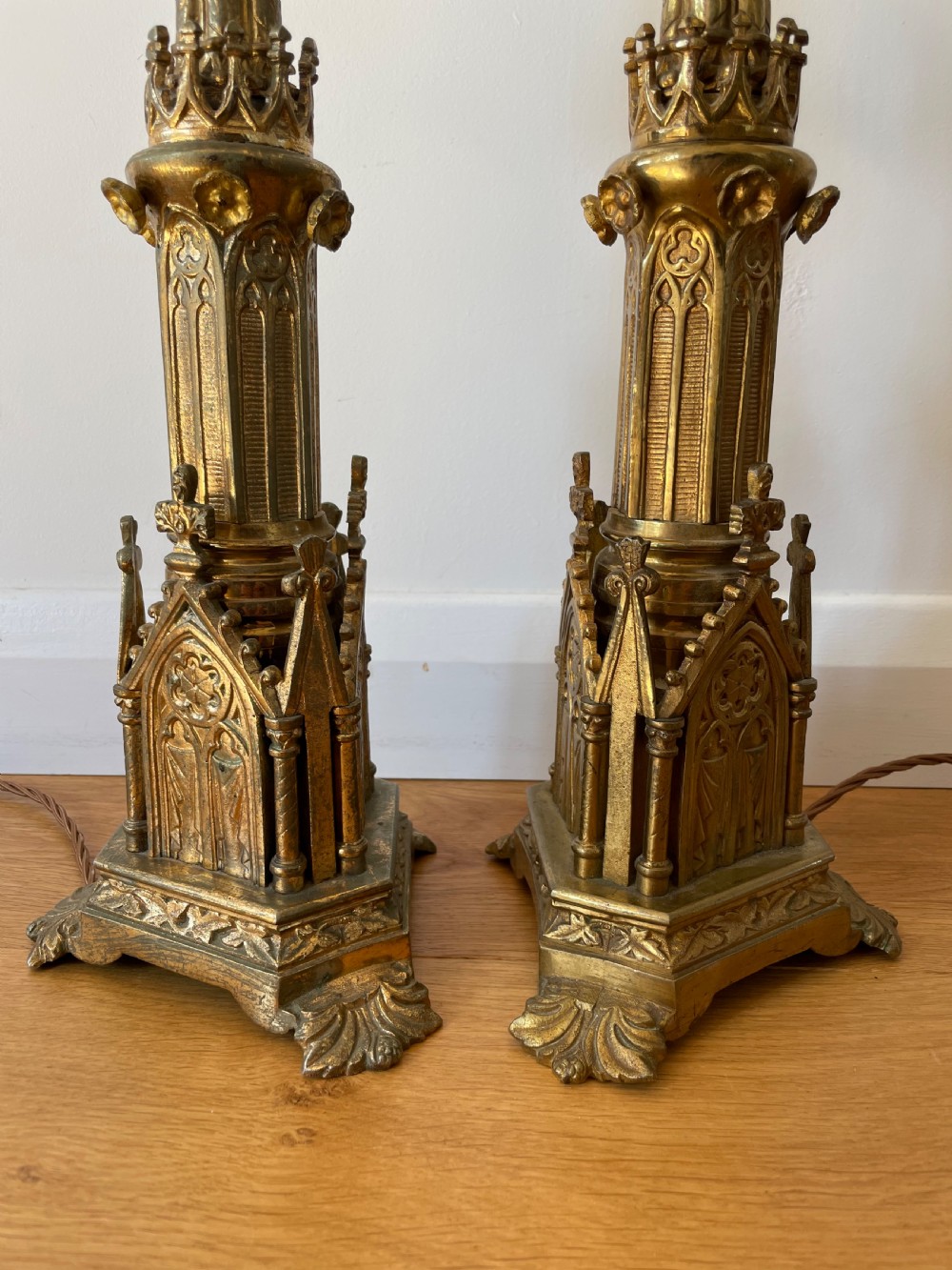 Large pair of gothic style  table lamps  View II