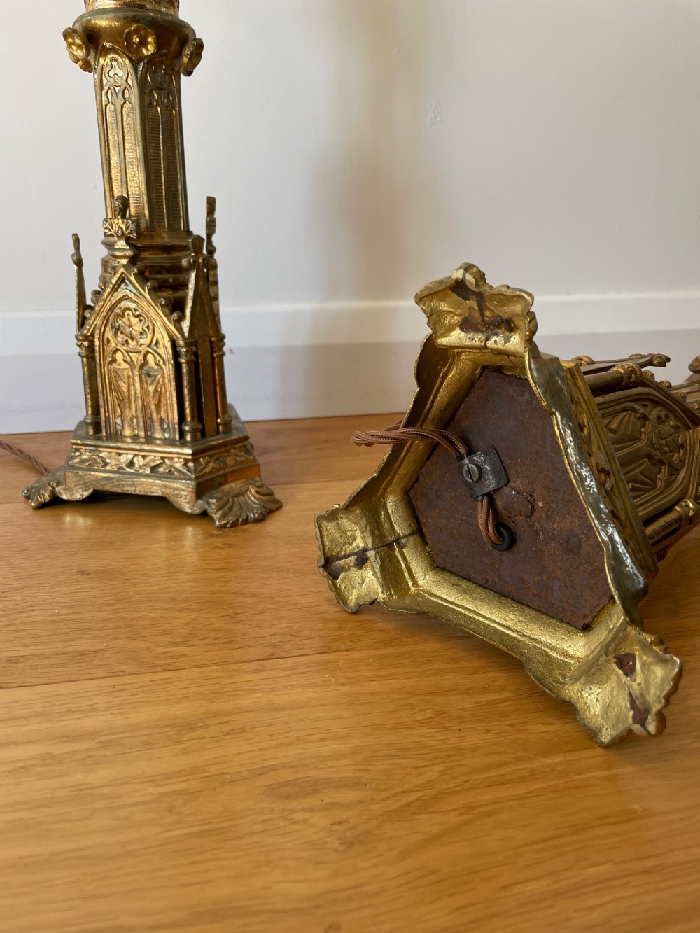 Large pair of gothic style  table lamps  View VI