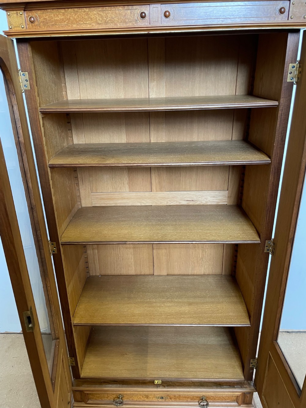 Small walnut bookcase / display cabinet  View X