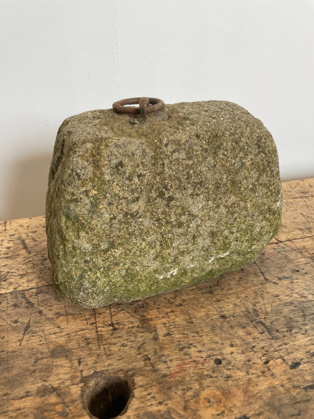 Antique granite farm weight / tethering block 