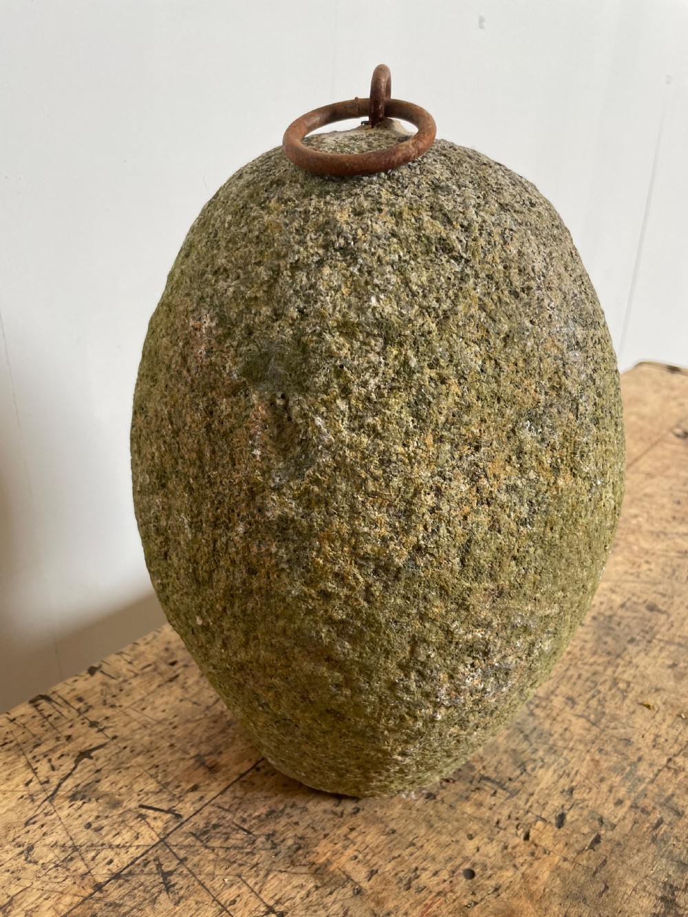 Large antique granite farm weight  View II