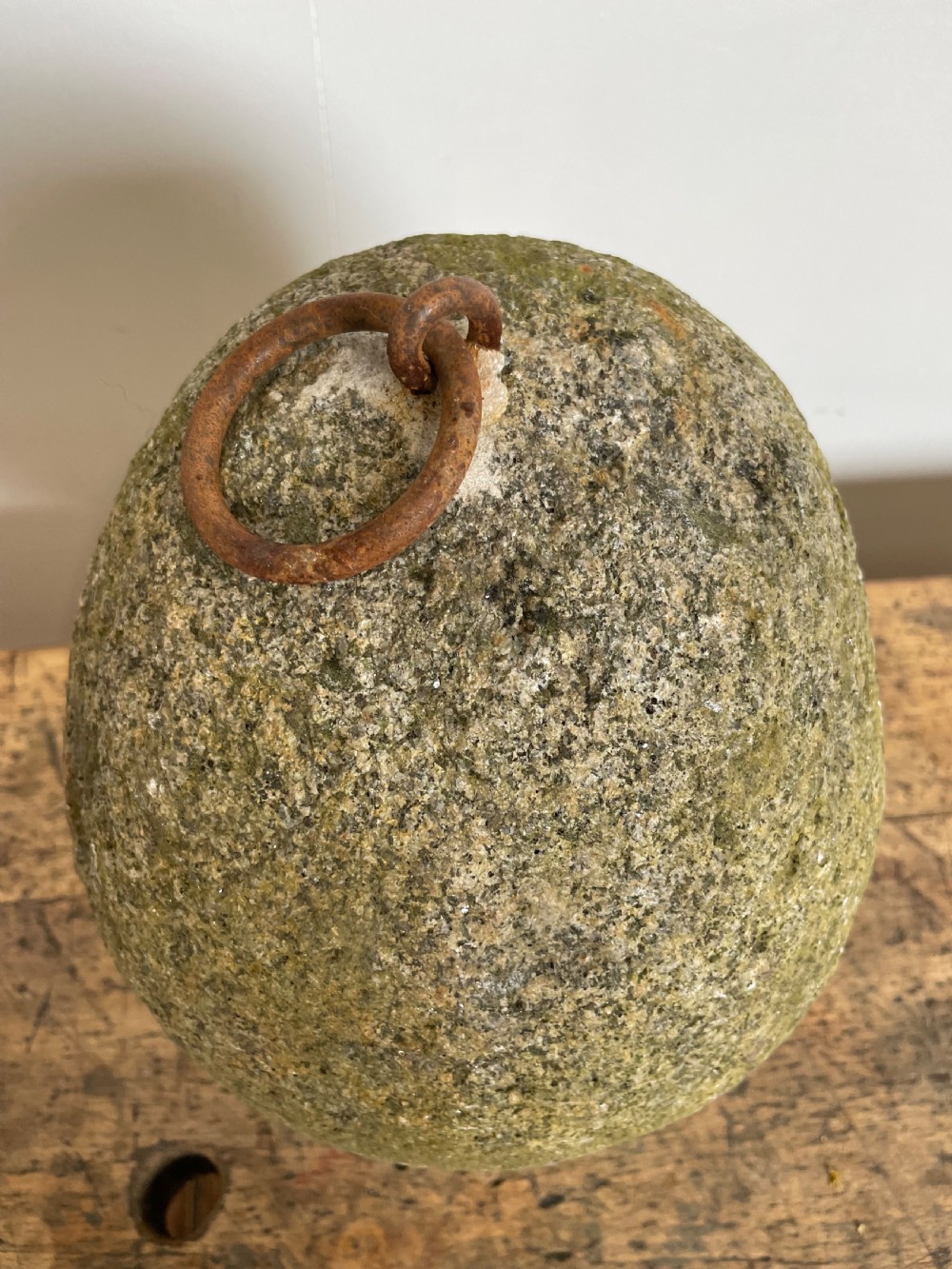 Large antique granite farm weight  View V