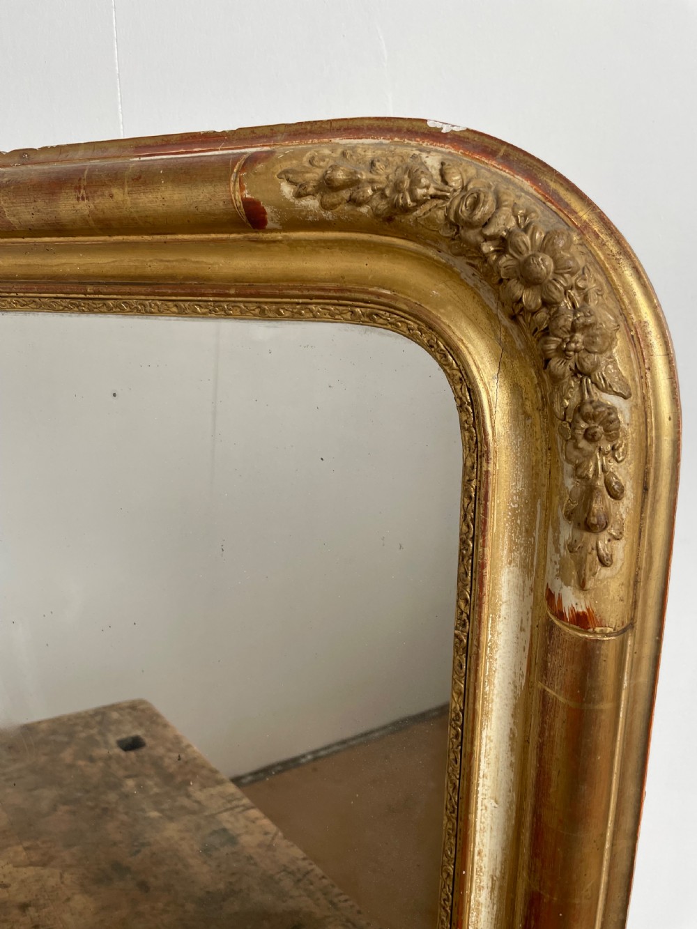 Small arched topped gilt mirror  View III