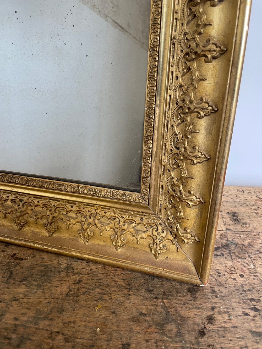 Antique gilt overmantle mirror  View II