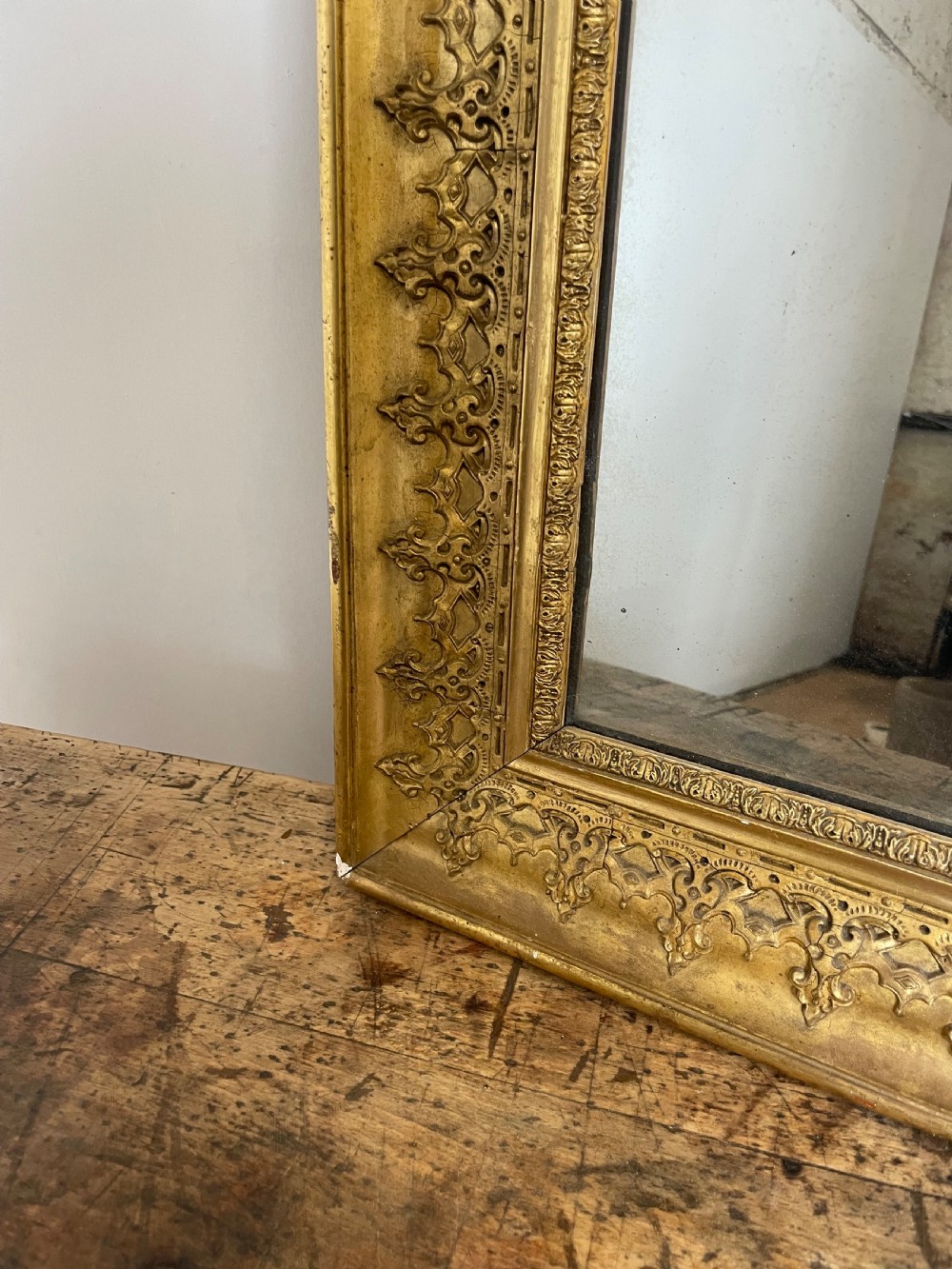 Antique gilt overmantle mirror  View VI