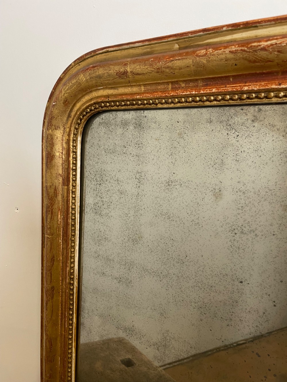 Antique gilt arched top mirror  View III