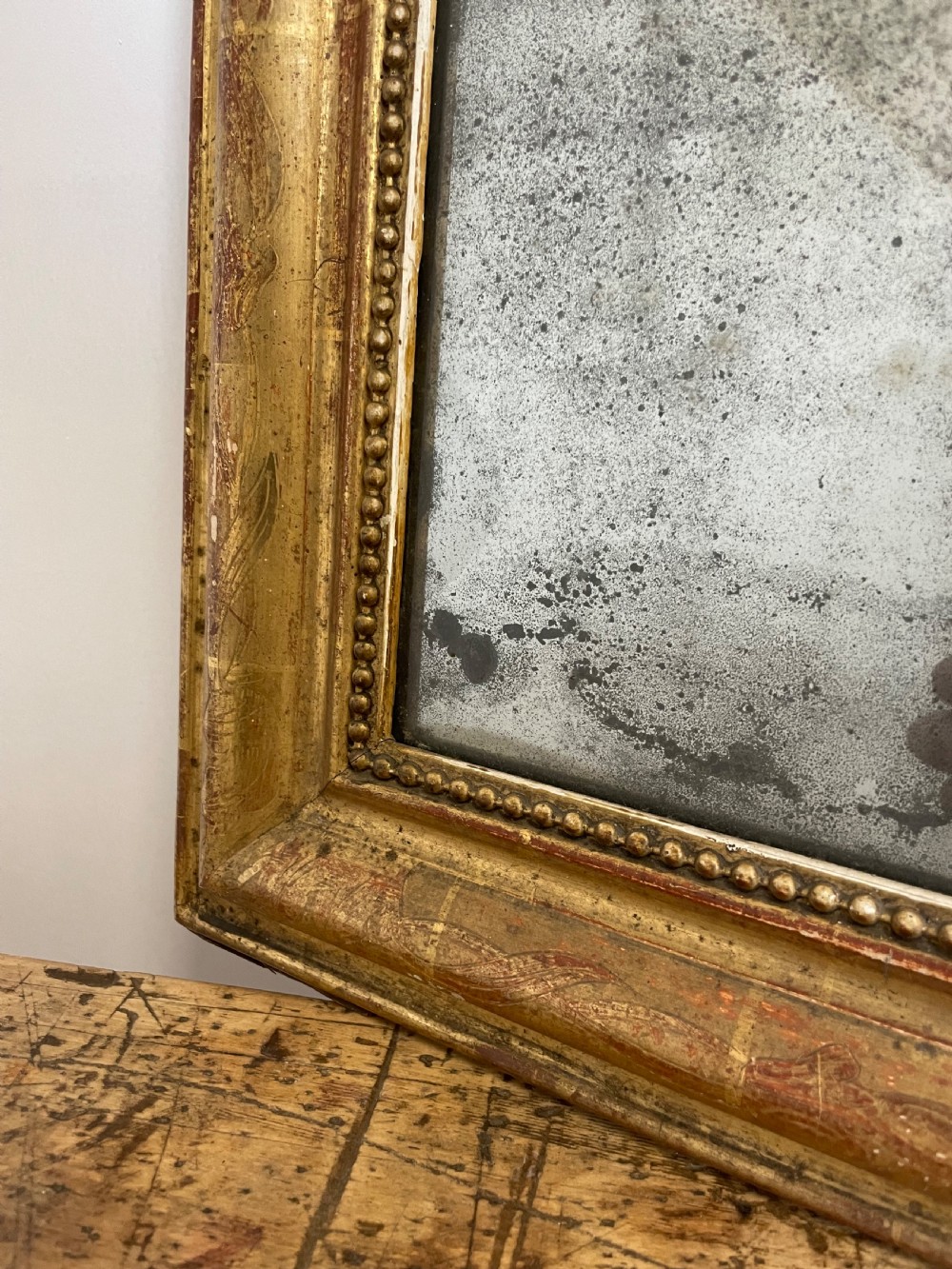 Antique gilt arched top mirror  View IV