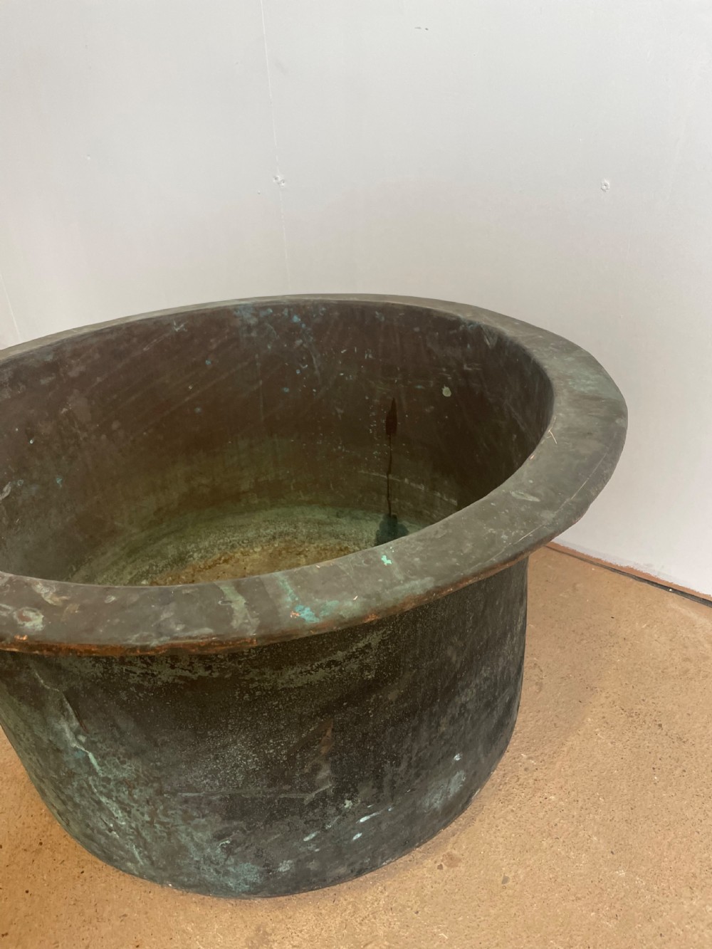 Large antique copper planter / log bin  View V