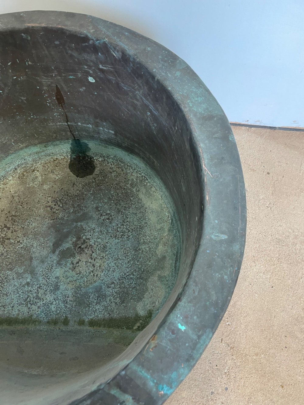 Large antique copper planter / log bin  View VI