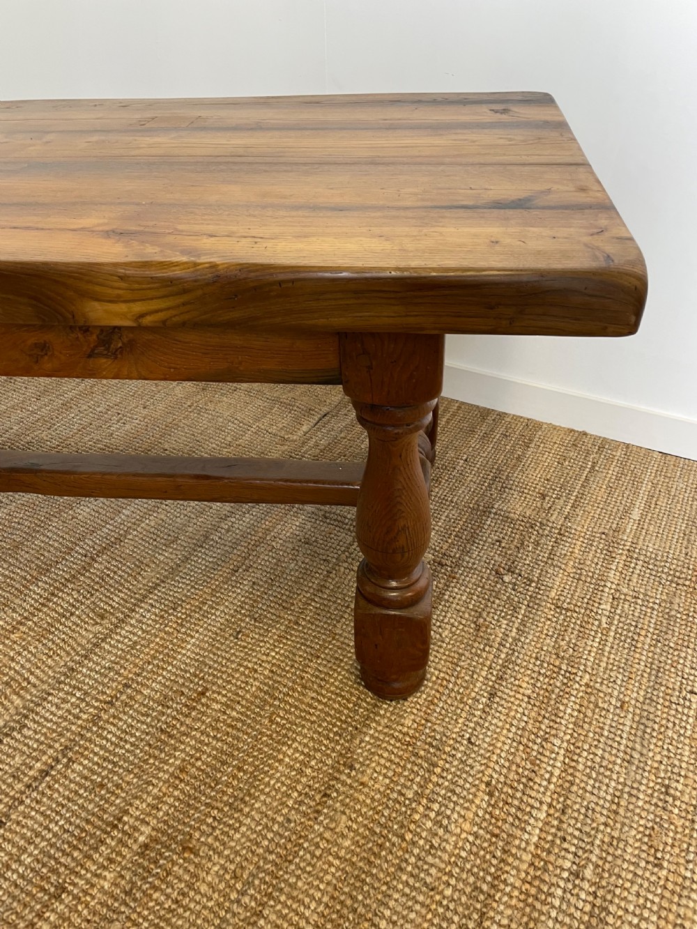 Large oak refectory table. , turned stretcher  View II
