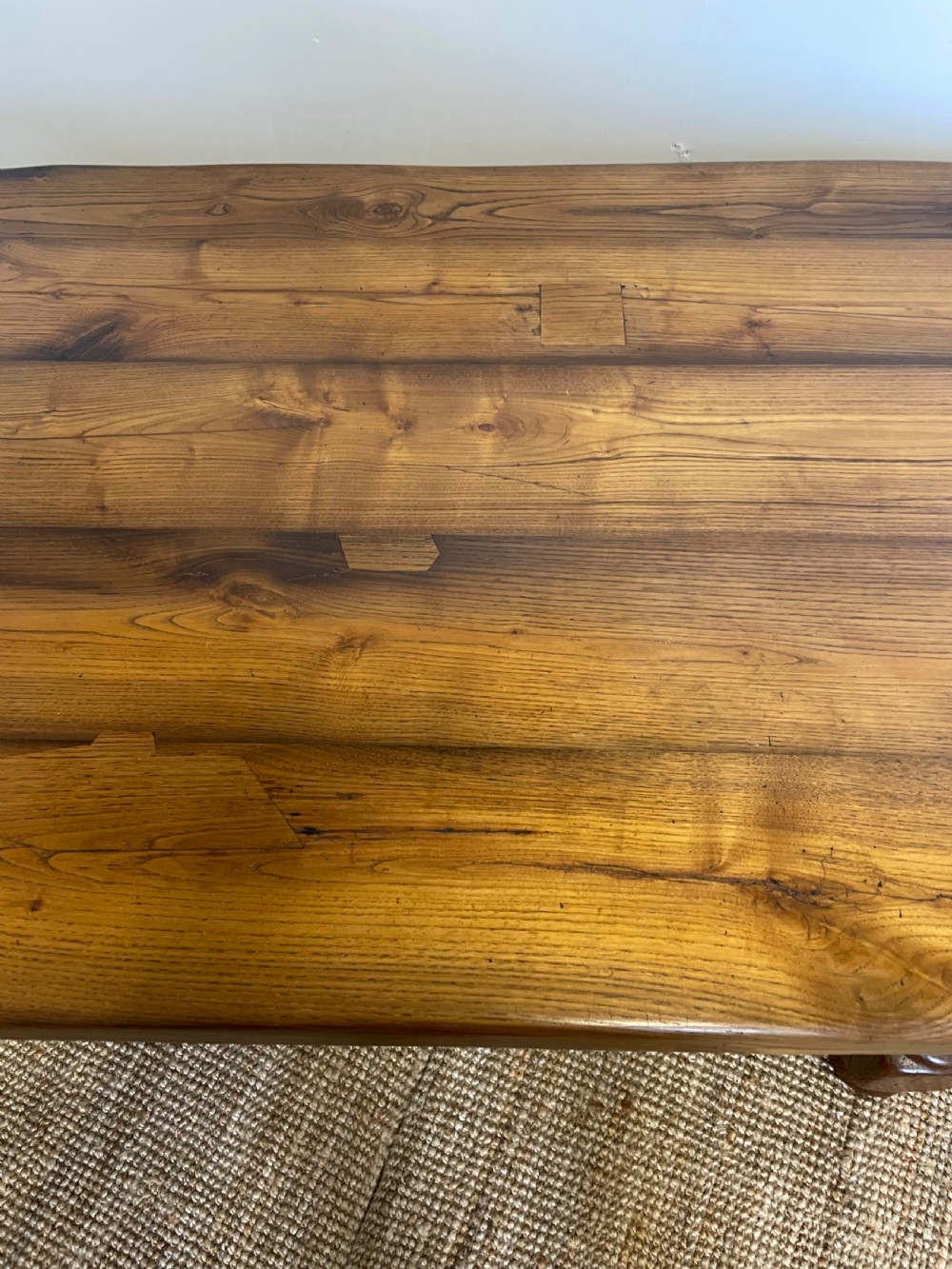 Large oak refectory table. , turned stretcher  View VI