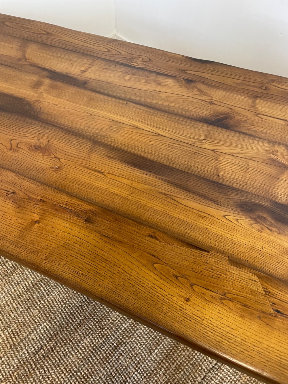 Large oak refectory table. , turned stretcher  View VII