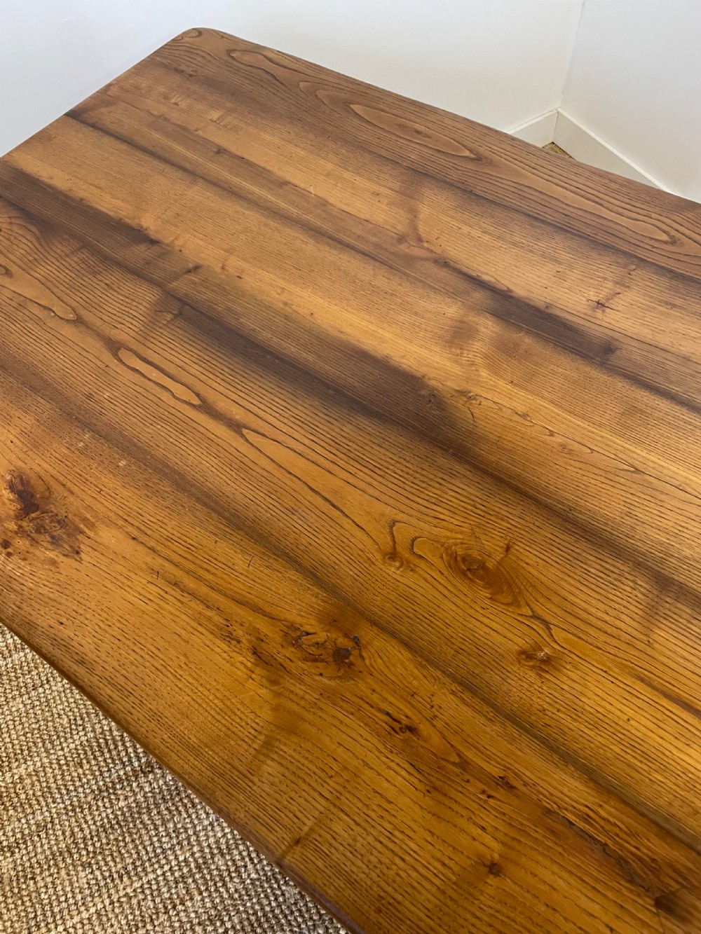 Large oak refectory table. , turned stretcher  View VIII