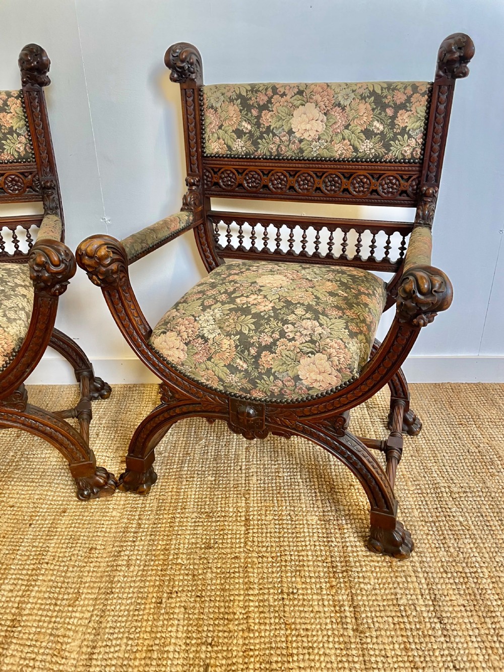 Pair of Renaissance style armchairs  View II