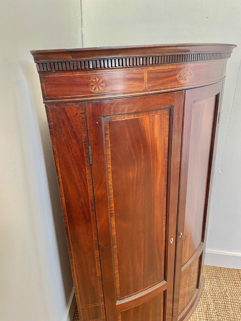 Georgian mahogany bow fronted corner cupboard  View III