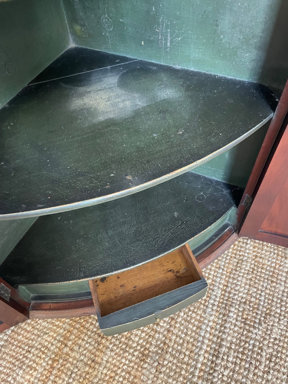 Georgian mahogany bow fronted corner cupboard  View VII