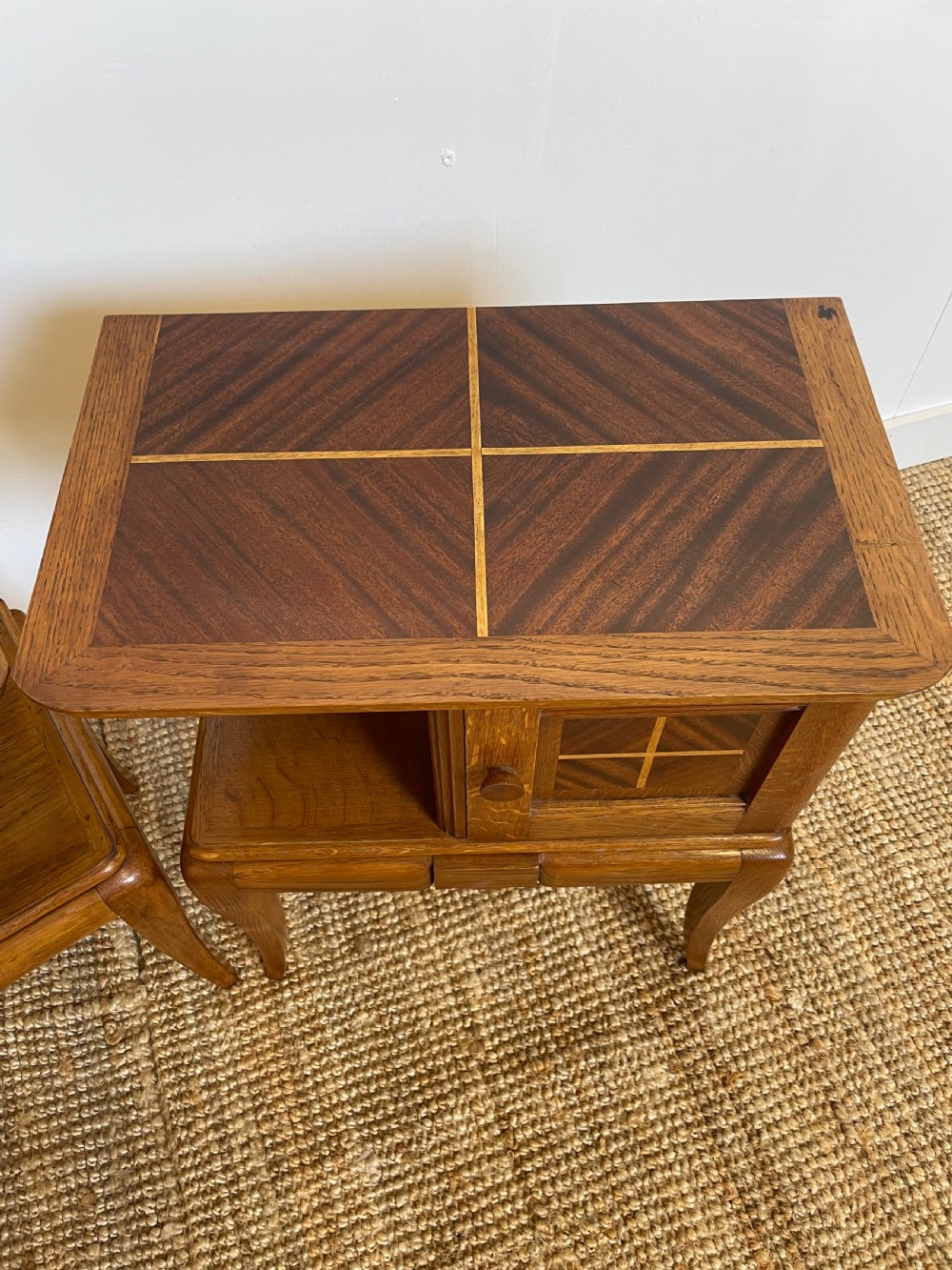Pair of Art Deco oak and mahogany bedside cabinets View IV