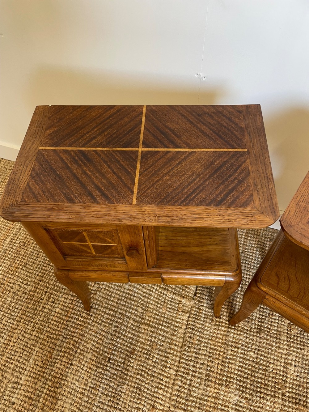 Pair of Art Deco oak and mahogany bedside cabinets View V
