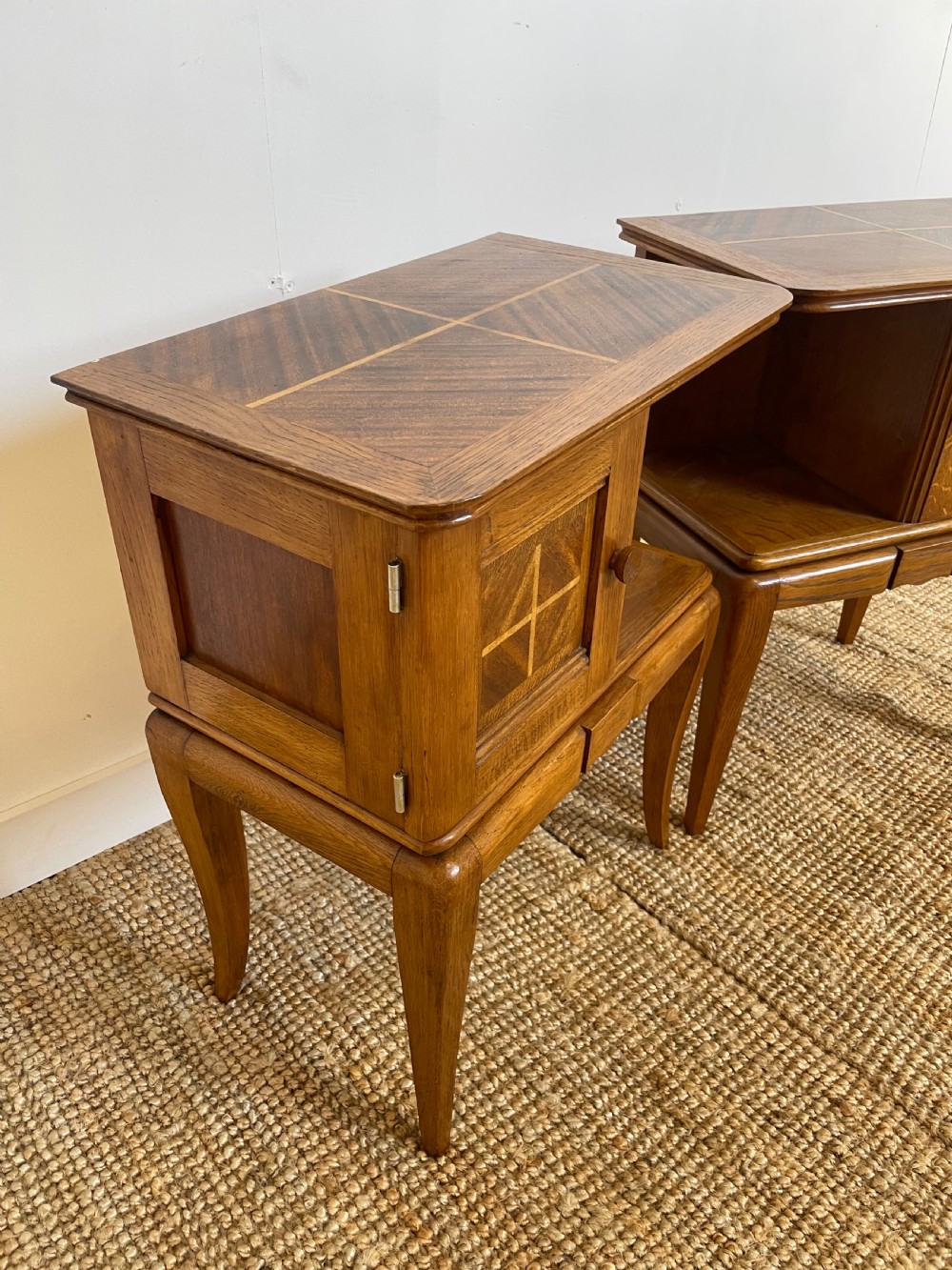 Pair of Art Deco oak and mahogany bedside cabinets View VII