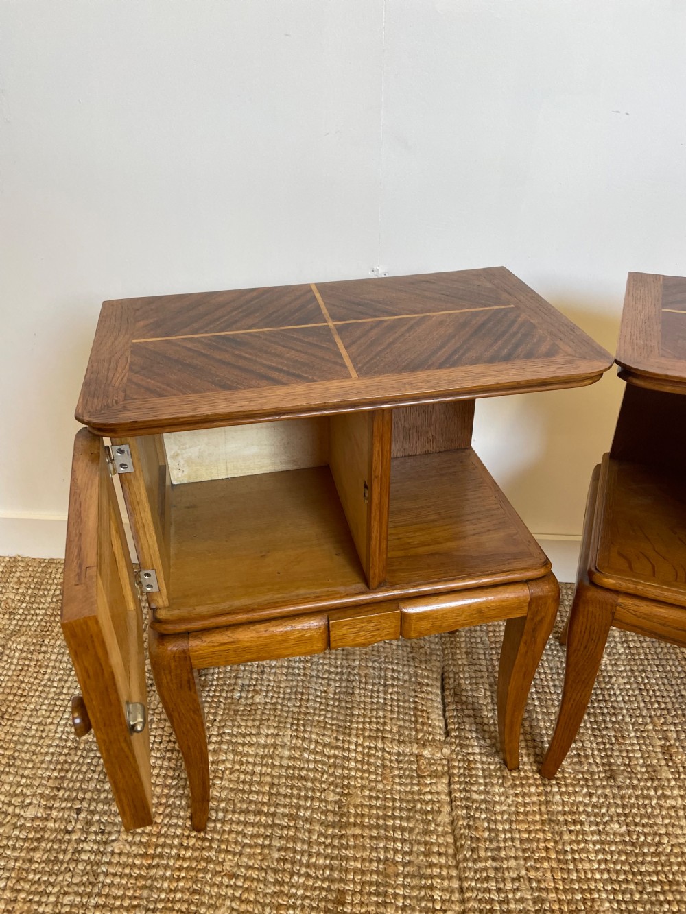 Pair of Art Deco oak and mahogany bedside cabinets View VIII