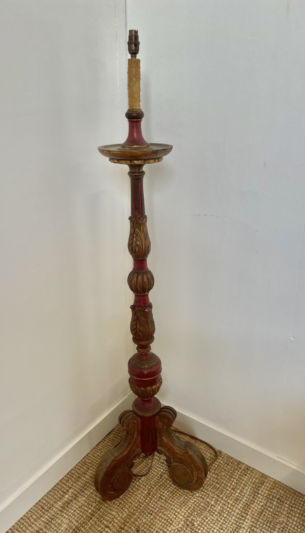 1930’s red painted standard lamp 