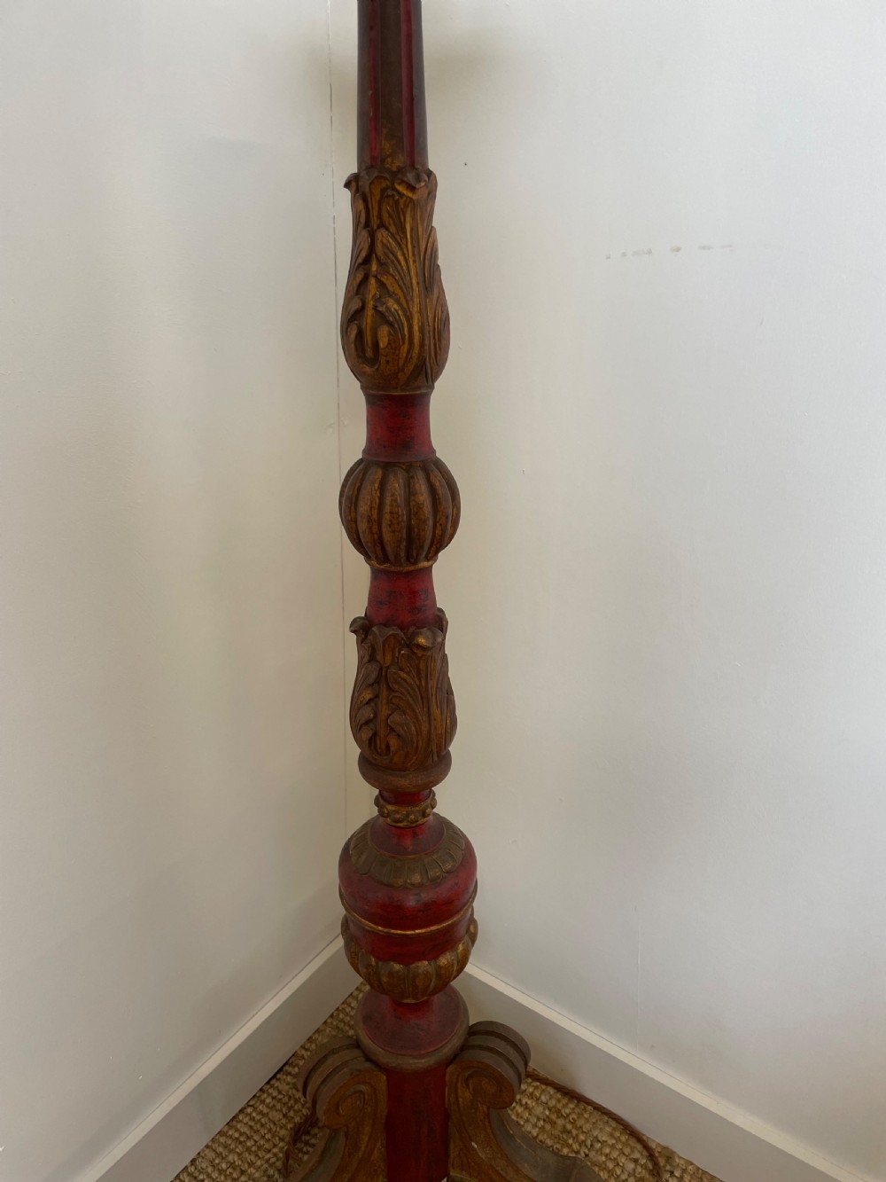 1930’s red painted standard lamp  View II