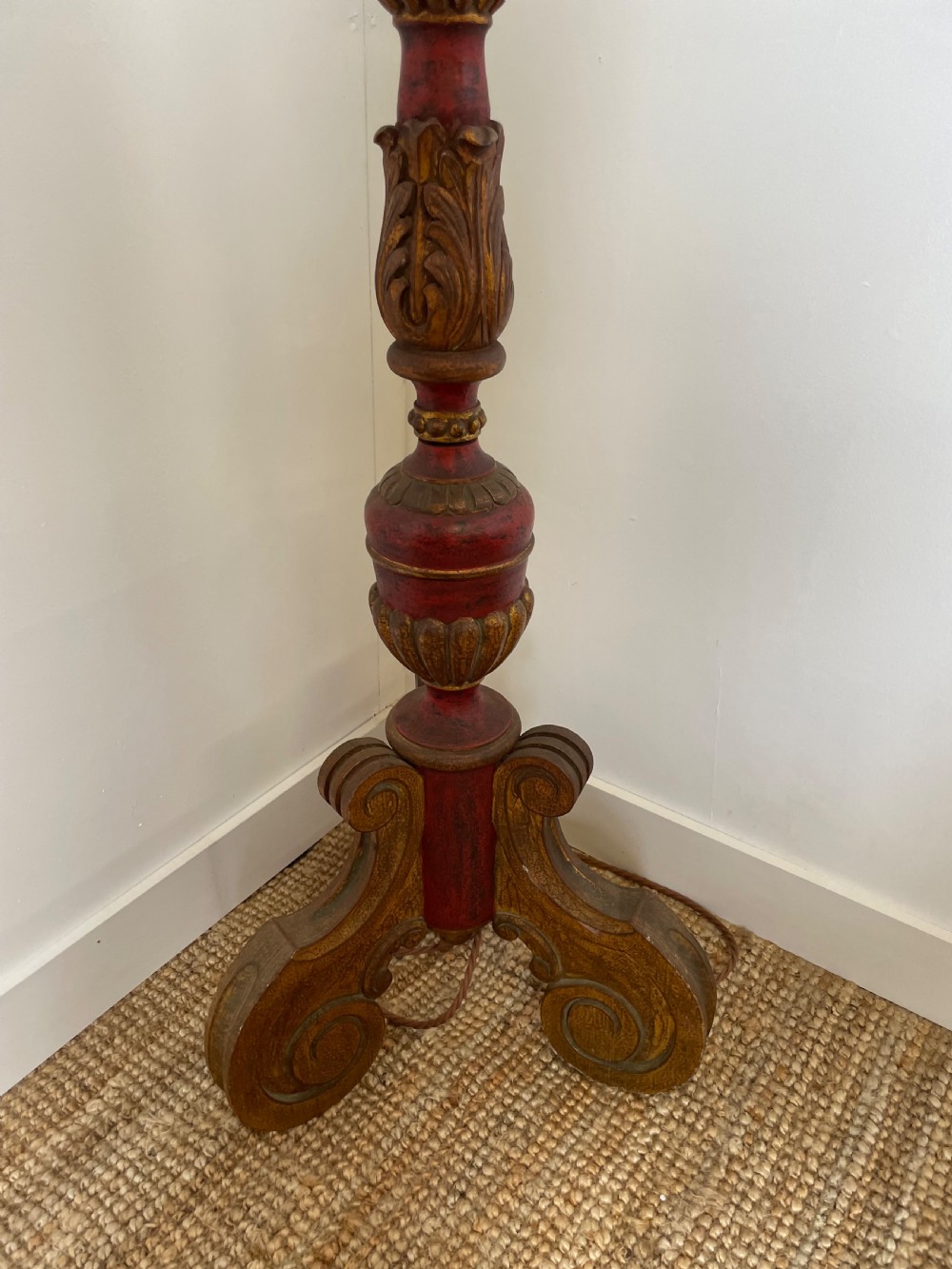 1930’s red painted standard lamp  View III