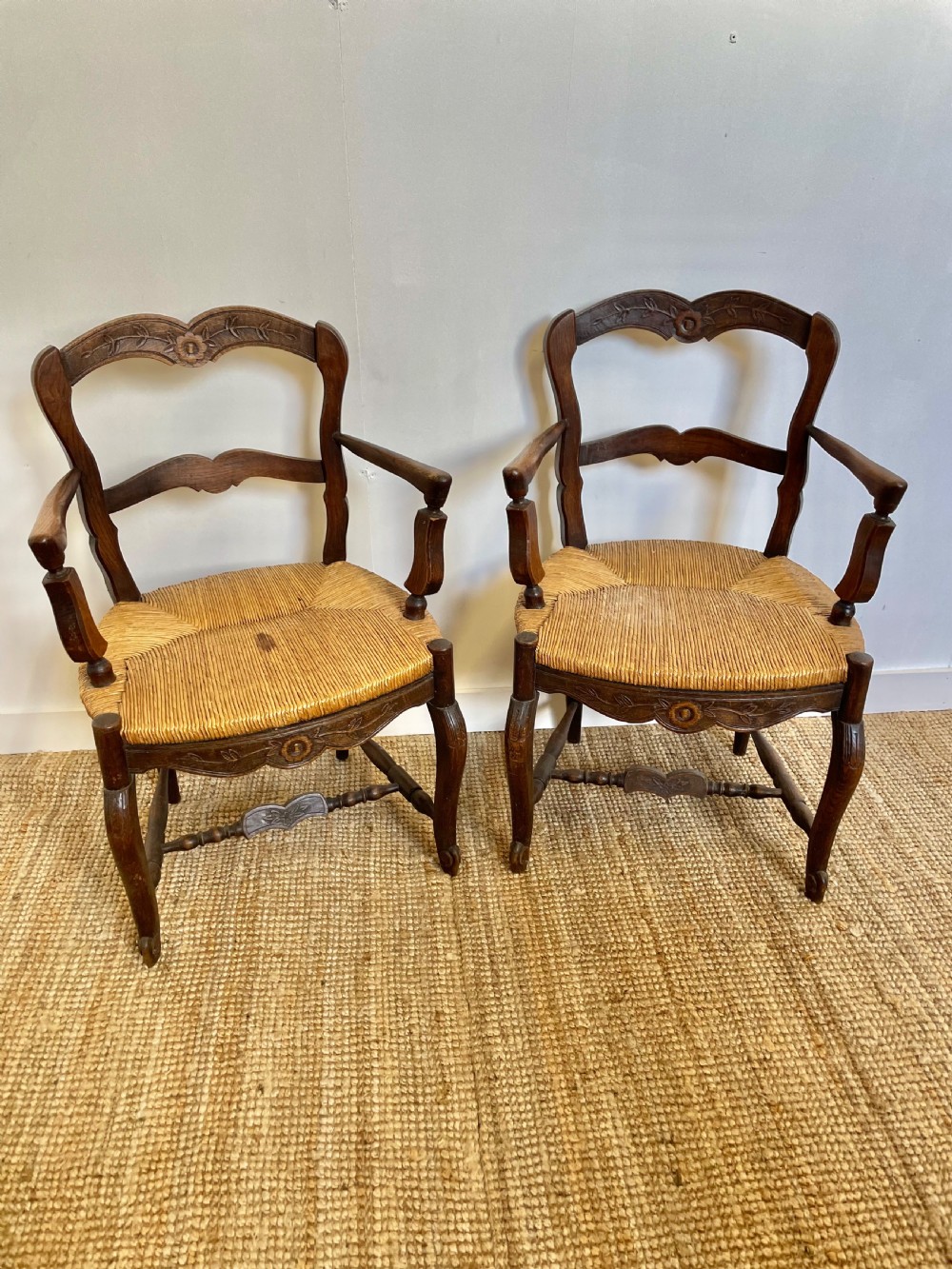 Pair of oak country chairs 