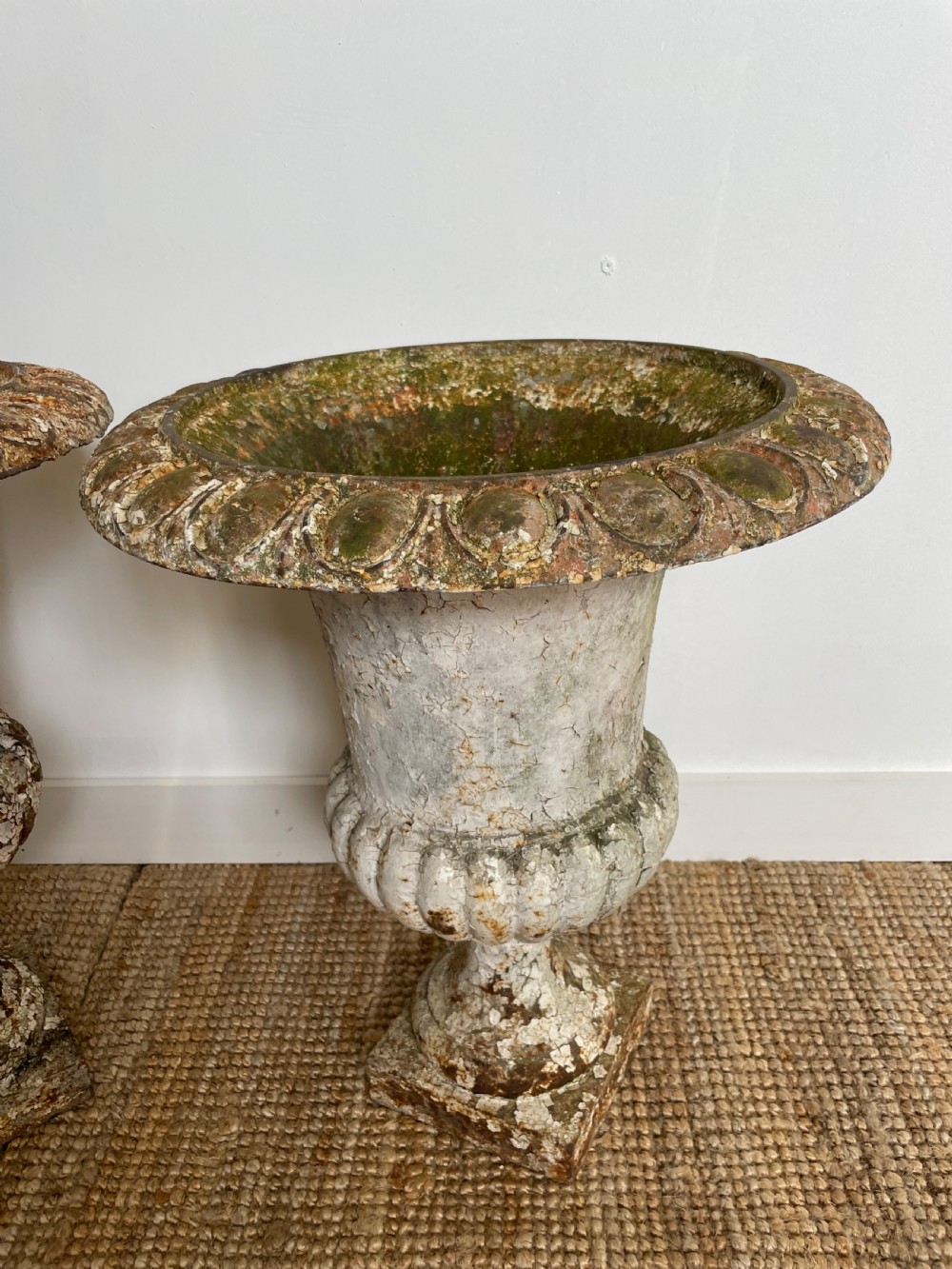 Pair of cast iron garden urns  View II
