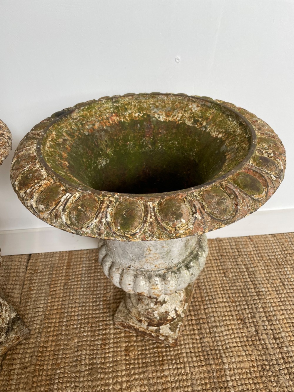 Pair of cast iron garden urns  View III