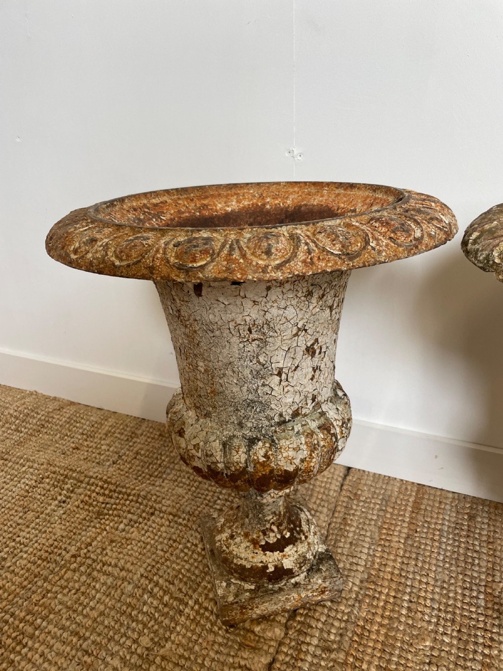 Pair of cast iron garden urns  View IV