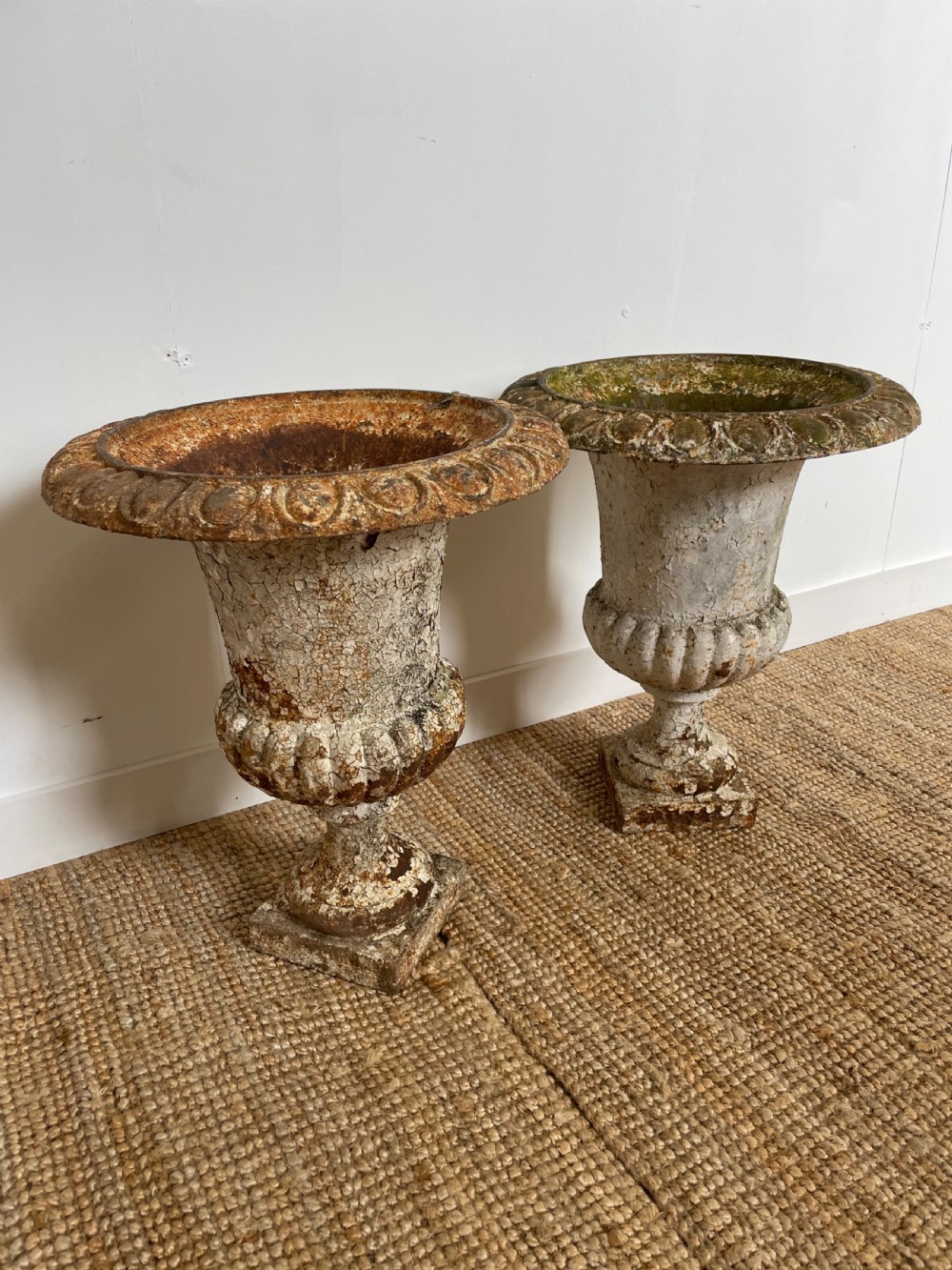 Pair of cast iron garden urns  View IX