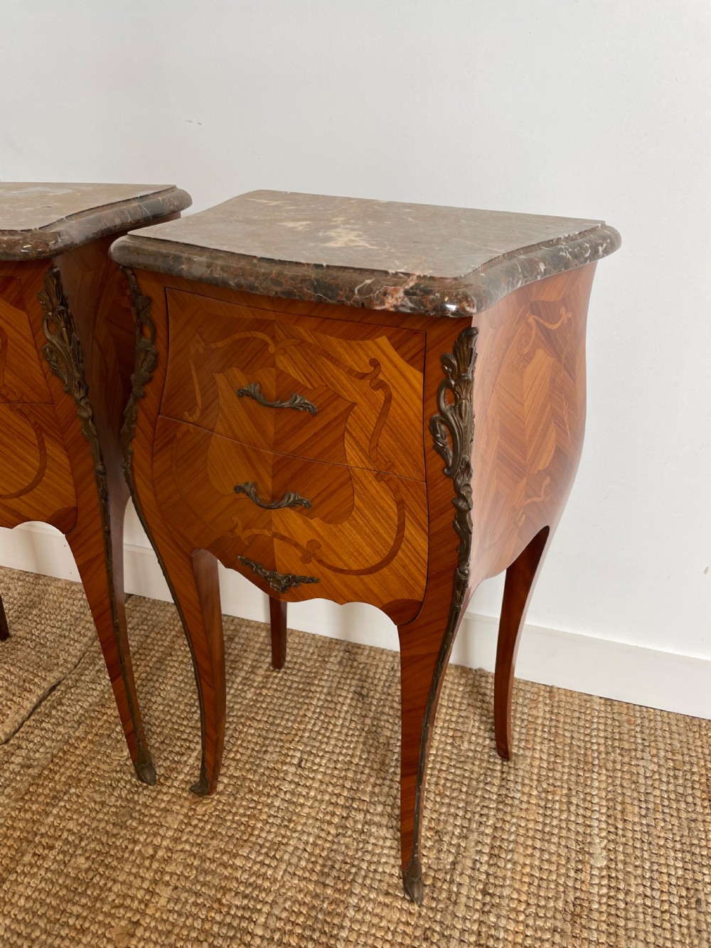 Pair of marble topped bedside cabinets  View II