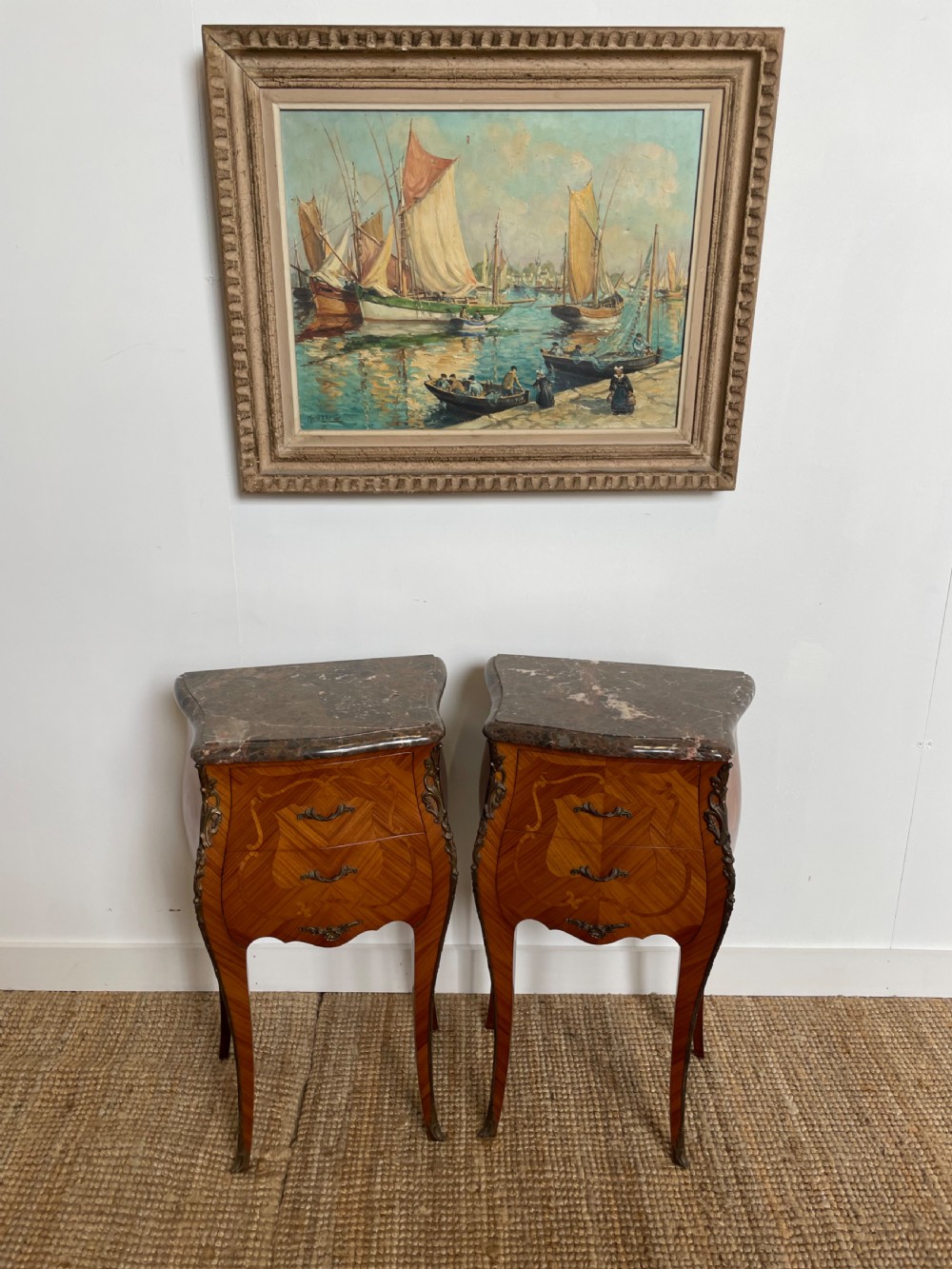 Pair of marble topped bedside cabinets  View IV