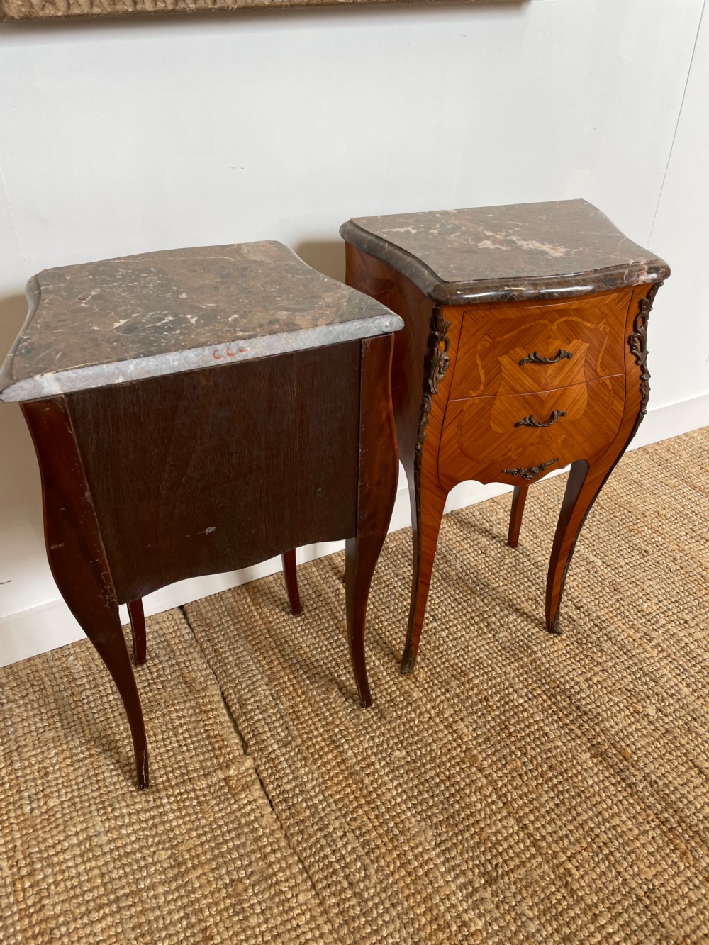 Pair of marble topped bedside cabinets  View V