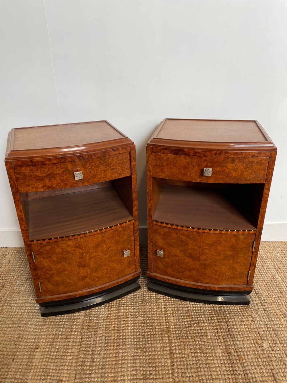 Pair of art deco bedside cabinets 