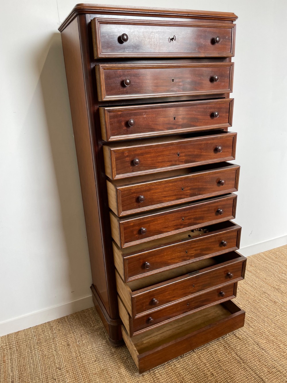 Very tall mahogany chest of drawers s View V